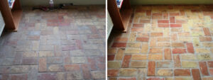 20 Year old hand made brick floor Before After Cleaning in Wrestlingworth