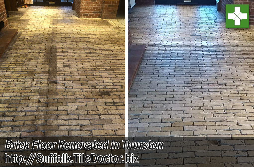 Brick Tiled Floor Before After Renovation Thurston