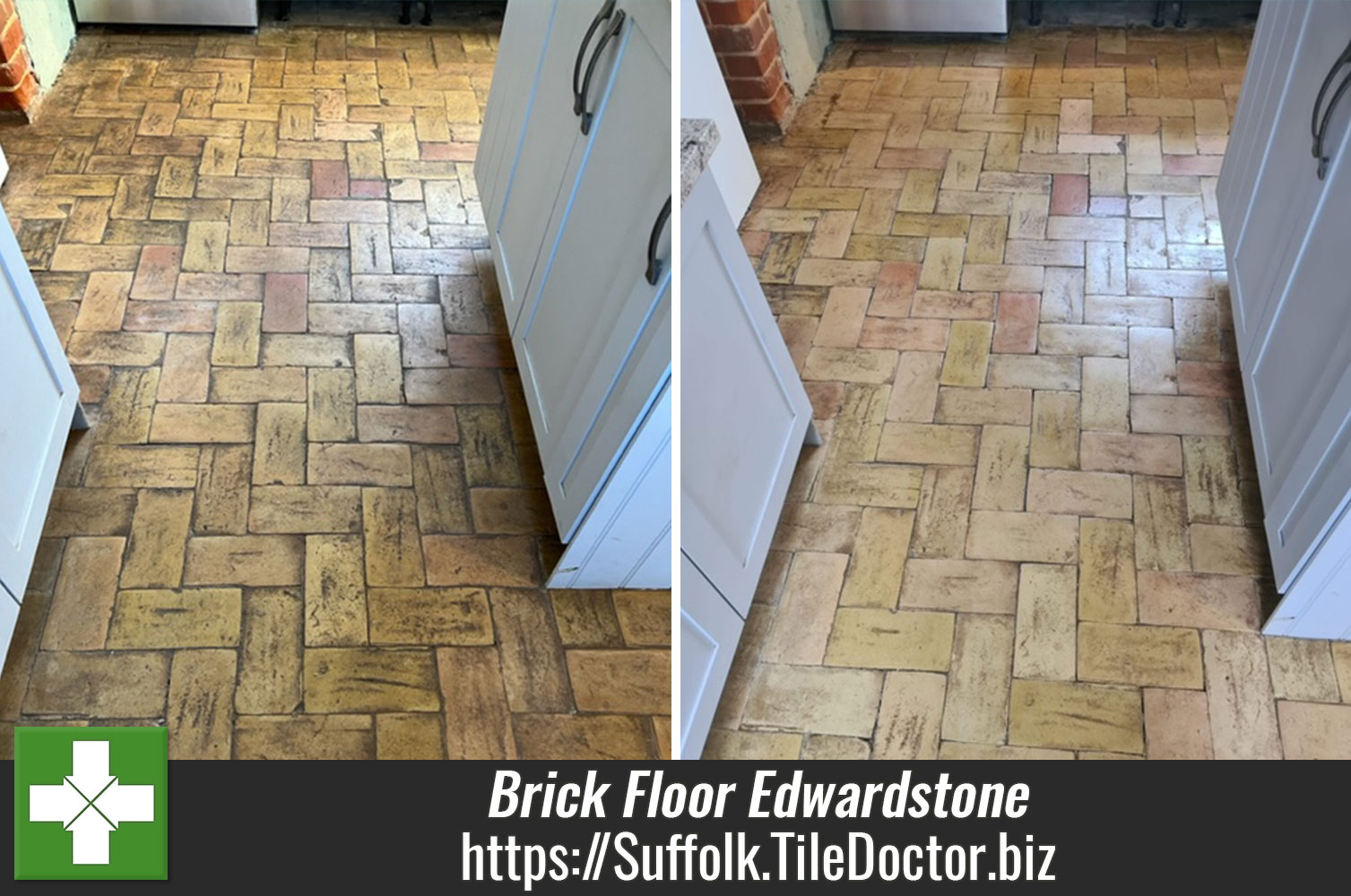 Brick Tiled Kitchen Floor Renovated in Edwardstone
