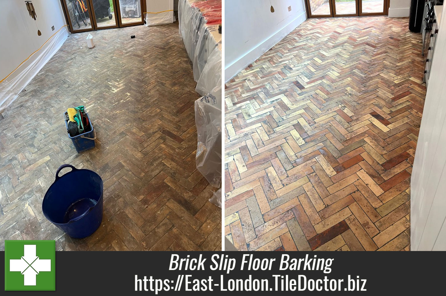 Badly Stained Brick Tiled Kitchen Floor Cleaning Barking